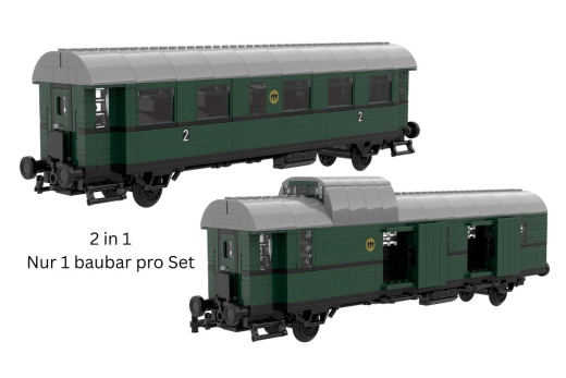 Stoneheap Klemmbausteine 2in1 Personenwagen BI-29 oder Gepäckwagen PWI-29 - 984 Teile