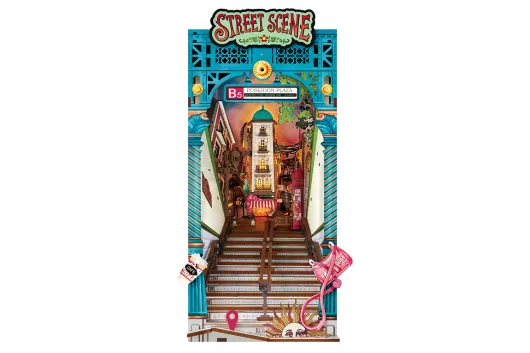 Lasercut Holzbausatz Bücherecke Straßenszene - 196 Teile