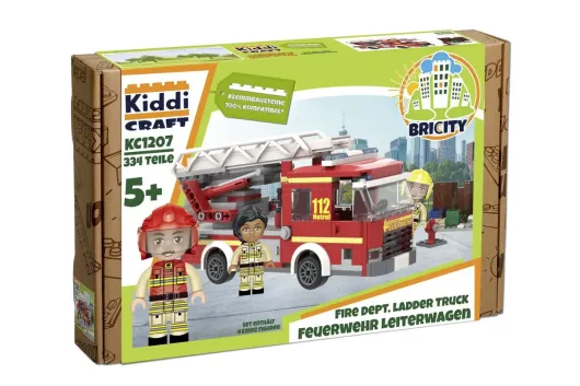 Kiddicraft Klemmbausteine Feuerwehr Leiterwagen - 334 Teile