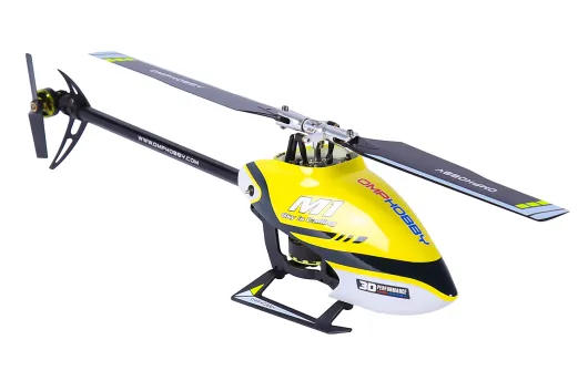 OMPHobby M1 V1 2025 in Gelb BNF integrierter Futaba S-FHSS Empfänger, Anschluss für S-Bus und DSMX