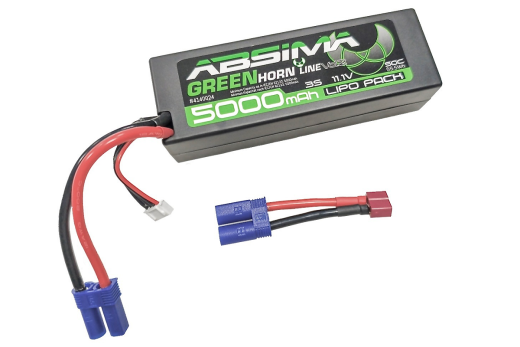 Absima LiPo Akku Greenhorn Vol.2 3S 11,1V 50C 5000mAh im Hardcase mit EC5 und Adapter auf T-Stecker