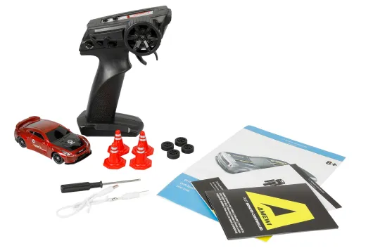 Amewi RC Auto Drift Sport GTR mit Gyro 4WD in Rot 1:43 RTR