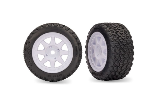 Traxxas Tuning Rally Reifen auf Felgen in Weiß Vorne 2Stück für MINI-Rally 1/16