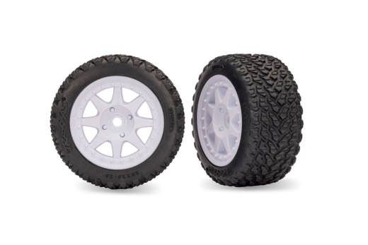 Traxxas Tuning Rally Reifen auf Felgen in Weiß Hinten 2Stück für MINI-Rally 1/16