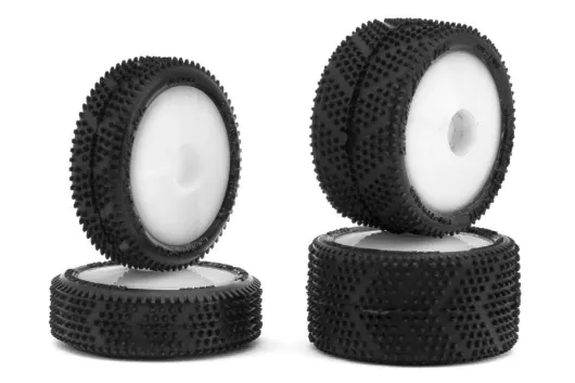 Losi Tuning Micro Spiker Pre-Mounted Carpet Reifen in Weiß für Micro-B Buggy 1/24
