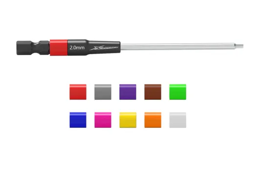 XLPower Präzisions-Sechskant-Schraubendreher Quick-Hex 2,0 mm mit 10 farbigen Hülsen