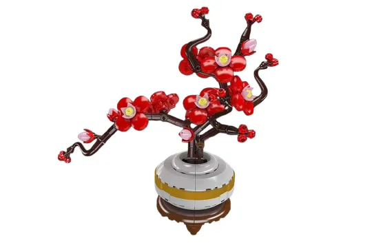 MouldKing Klemmbausteine Blumen Pflaumenblüte im Topf - 393 Teile