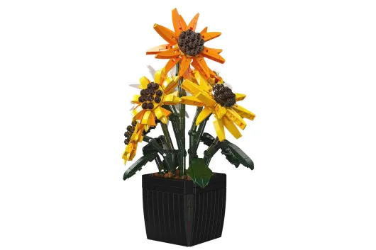 MouldKing Klemmbausteine Blumen Sonnenblumen im Topf - 854 Teile