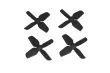 HQ Micro Whoop Vierblatt Propeller 1,6x1,6x4 (40mm) 2xCW und 2xCCW für 1,5mm Welle in schwarz