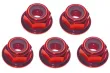 M4 Radmuttern Stoppmutter aus Aluminium mit Flansch in rot eloxiert CW 5Stück