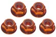 M4 Radmuttern Stoppmutter aus Aluminium mit Flansch in orange eloxiert CW 5Stück