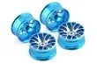 Tuningteile Aluminium 52mm Metall Felgen 7-Speichen gegabelt in blau 4Stück für Tamiya TT02