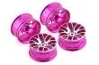 Tuningteile Aluminium 52mm Metall Felgen 7-Speichen gegabelt in pink 4Stück für Tamiya TT02