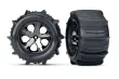 Traxxas Tuning Paddle Reifen auf 2,8 All-Star Felgen in schwarz chrom hinten 2Stück für Bigfoot und Stampede 1/10