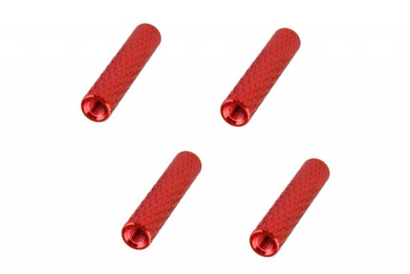 Abstandshalter / Spacer / Standoff M3 Aluminium eloxiert gerändelt in rot 4Stück 45mm