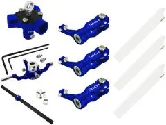 Rakonheli 3Blatt Rotorkopf Set aus Aluminium in blau für Blade 200SRX