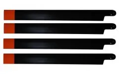 HeliTec der Blattschmied Scale Hauptrotorblätter 4Blatt in schwarz/orange 600mm