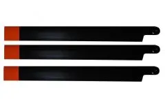 HeliTec der Blattschmied Scale Hauptrotorblätter 3Blatt in schwarz mit orangener Spitze 435mm