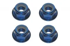 M5 Stoppmutter aus Aluminium mit Flansch in blau eloxiert je 2xCW und 2xCCW