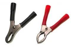 Krokodilklemmen groß mit 4mm Anschluß im Arm - Armlänge 80mm