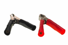 Krokodilklemmen groß mit 4mm Anschluß im Arm - Armlänge 80mm