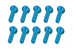 M3 Senkkopfschraube M3x14mm aus Aluminium in hell blau eloxiert 10Stück