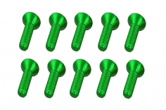 M3 Senkkopfschraube M3x14mm aus Aluminium in grün eloxiert 10Stück
