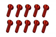 M3 Senkkopfschraube M3x14mm aus Aluminium in rot eloxiert 10Stück