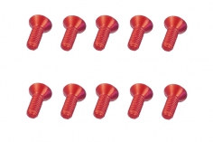 M3 Senkkopfschraube M3x6mm aus Aluminium in rot eloxiert 10Stück