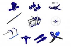 Rakonheli Tuning Set aus CNC Aluminium in blau für Blade Nano S2, Nano S3