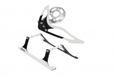 Rakonheli Landegestell, Heckmotorhalterung und Finnen Set aus Carbon in silber für Blade 150S