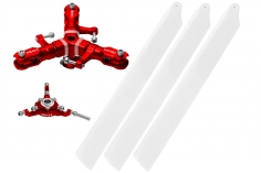 Rakonheli 3 Blattrotorkopf Set aus Aluminium in rot für Blade 150S
