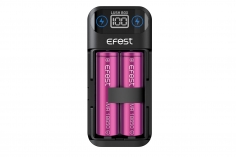 Ladegeräte für LiIon Akkus 18500er, 18650er Efest LUC V6 Ladegerät mit Netzteil und mit Autoadapter für