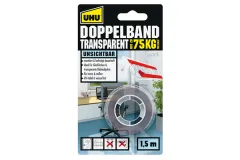 UHU Doppelband Transparent, bis zu 75Kg 1,5m x 19mm