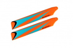 Microheli Kunststoff Hauptrotorblätter im blau orangenem Design 117mm für Blade MCP X BL und MCP X BL2 