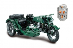 CaDA Klemmbausteine - Militär Motorrad - RC Set RTR mit Fernsteuerung und Antriebsset - 629 Teile