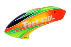 Microheli Fiberglas Haube Parrot in orange grünem Design für Align T-REX 470L