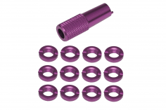 Schaltermuttern Set aus Aluminium mit Werkzeug in violet