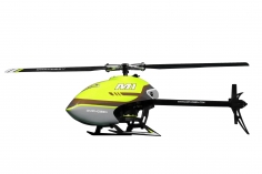 OMPHobby M1 Heli in gelb, integrierter S-FHSS Empfänger, Anschluss für S-BUS und DSMX, BNF