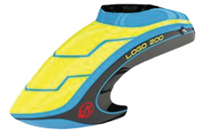 Mikado Haube neon-gelb/blau/schwarz, LOGO 200