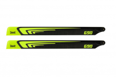 1st Hauptrotorblätter aus CFK 690mm in neon Gelb
