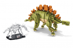 Panlos Klemmbausteine Dinosaurier Set Stegosaurus inkl. Skelett auf Ständer - 894 Teile