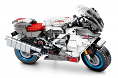 Sembo Klemmbausteine Motorrad auf Ständer in weiß - 297 Teile