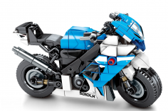 Sembo Klemmbausteine Motorrad auf Ständer in blau-schwarz - 280 Teile