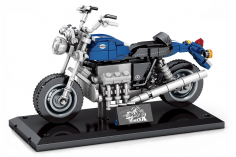 Sembo Klemmbausteine Motorrad auf Ständer in blau-schwarz - 317 Teile