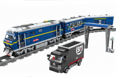 STS Klemmbausteine Blauer Diesel Personenzug inkl. Schienenkreis (elektrischer Antrieb) - 1050 Teile