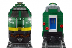 MouldKing Klemmbausteine NJ2 Diesel Lokomotive mit Fernsteuerung einem Waggon und Schienenkreis - 2086 Teile
