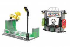 Linoos Klemmbausteine Peanuts Skatepark mit Snoopy und Woodstock - 158 Teile