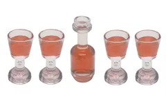 Klemmbausteine Zubehör Rosewein Set bestehend aus 1 Flasche und 4 Gläsern