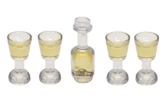 Klemmbausteine Zubehör Weißwein Set bestehend aus 1 Flasche und 4 Gläsern